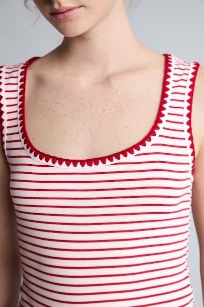 Slim Fit U-Neck Ribbed Striped Top (4)