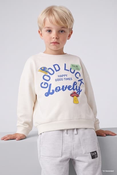 Baby Boy Oversize Crew-Neck Printed Sweatshirt