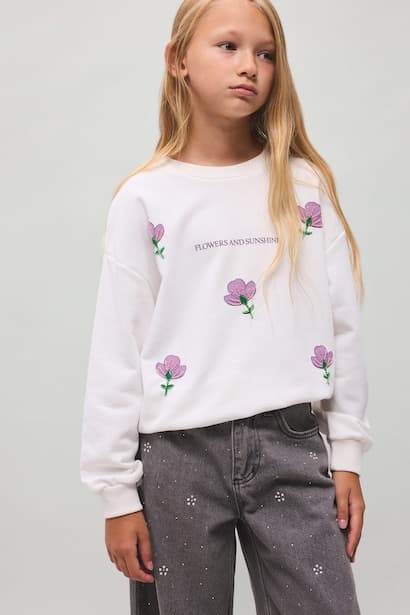 Girl Relax Fit Floral Sweatshirt (٣)