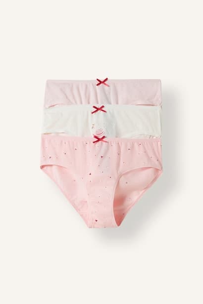 Girl 3-Pack 100% Cotton Printed Briefs with Bow Detail