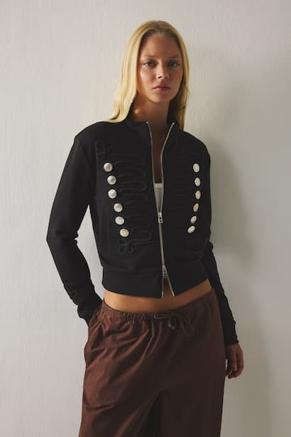 Regular Fit Half-Zip Napoleon Cardigan (٣)