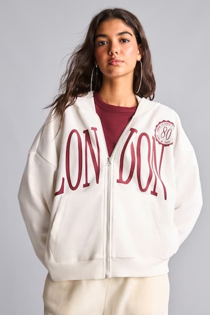 Oversize Fit Printed Zip-Up Hoodie Cardigan (٤)
