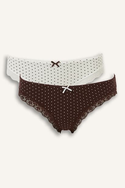 Ribbed Lace Detail 2 Piece Panties