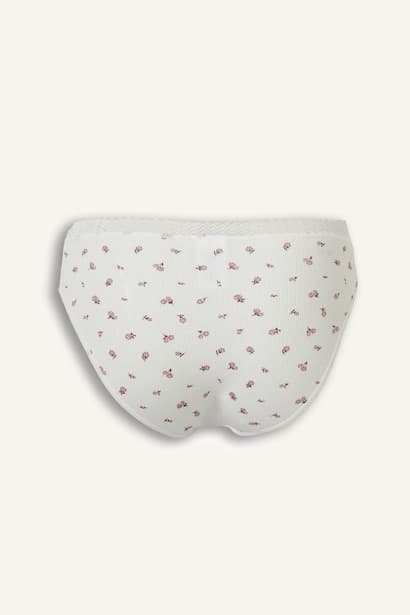 2-Pack Lace Detail Floral and Plain Panties Underwear (٣)