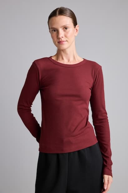 Slim Fit Crew Neck Ribbed Basic T-Shirt (٣)