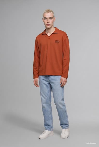 Boxy Fit Pique Sweatshirt