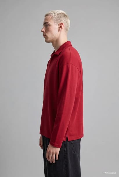 Boxy Fit Pique Sweatshirt (٣)
