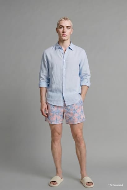 Relax Fit Shirt Collar Linen Blended Long Sleeve Shirt