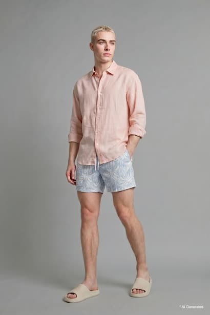 Relax Fit Linen Blended Long Sleeve Shirt