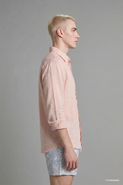 Relax Fit Linen Blended Long Sleeve Shirt (٤)