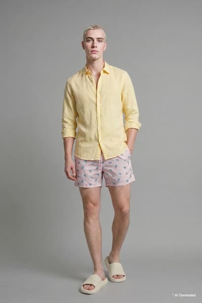 Relax Fit Linen Blended Long Sleeve Shirt