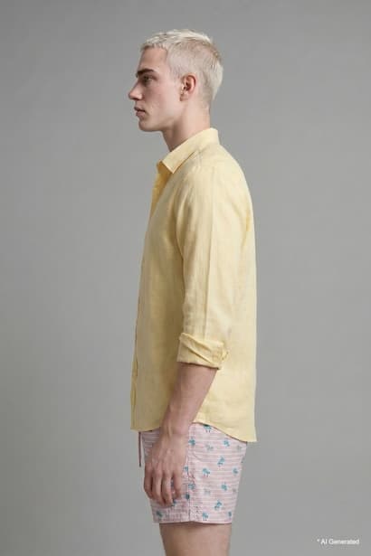 Relax Fit Linen Blended Long Sleeve Shirt (٣)