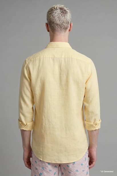 Relax Fit Linen Blended Long Sleeve Shirt (٤)