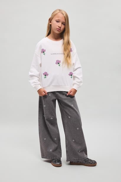 Girl 90's Wide Leg Printed Trousers