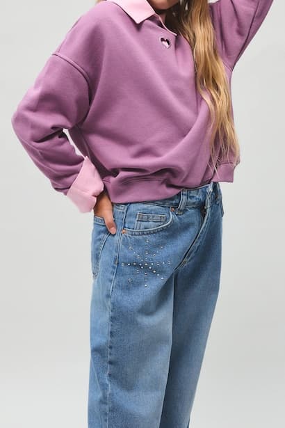 Girl 100% Cotton Straight Wide Leg Jeans (4)