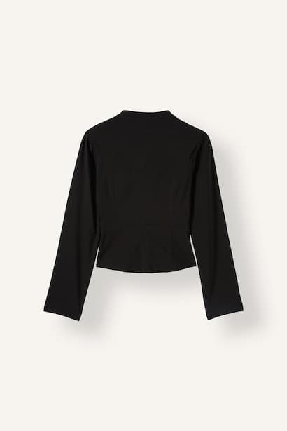 Fitted Mandarin Collar Bengaline Shirt (٣)