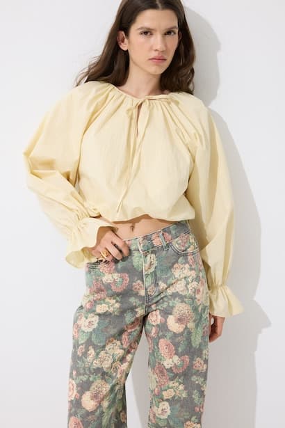 Regular Fit Poplin Basic Crop Blouse