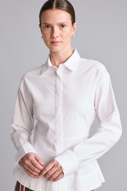 Fitted Bengaline Peplum Shirt