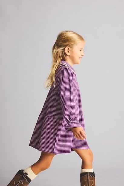 Baby Girl Gingham Twill Dress (٤)