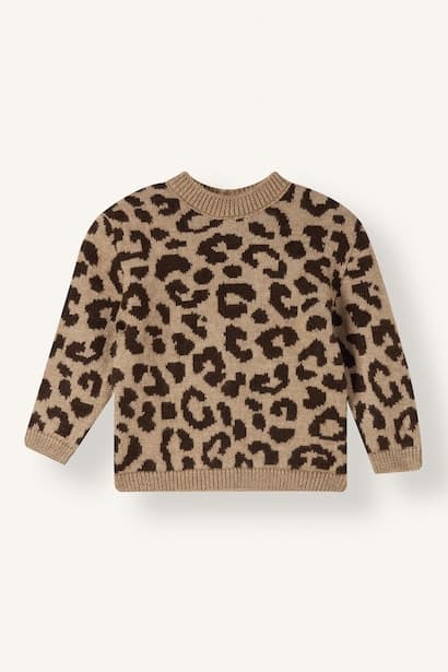 Baby Girl Leopard Print Crew Neck Pullover