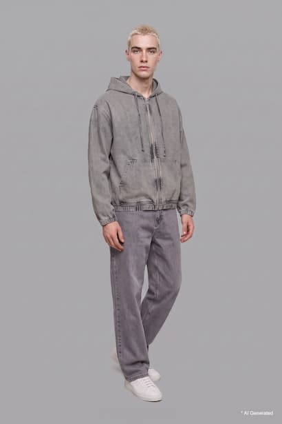 Oversize Fit 100% Cotton Hooded Zip-Up Jacket