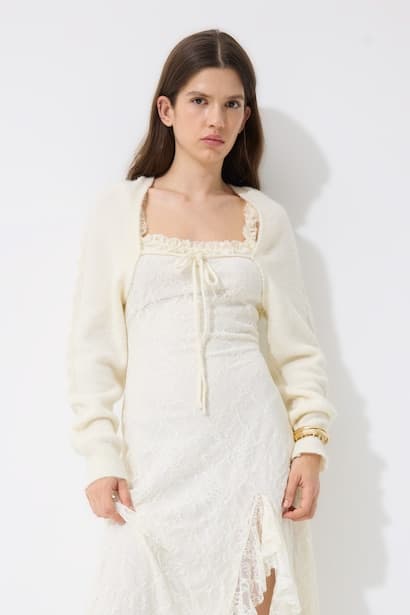 Regular Fit Basic Cropped Front-Tie Cardigan