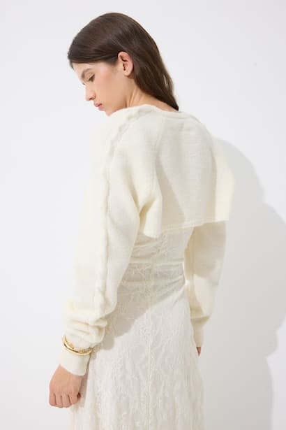 Regular Fit Basic Cropped Front-Tie Cardigan (٣)