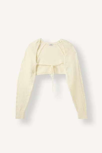 Regular Fit Basic Cropped Front-Tie Cardigan (٤)