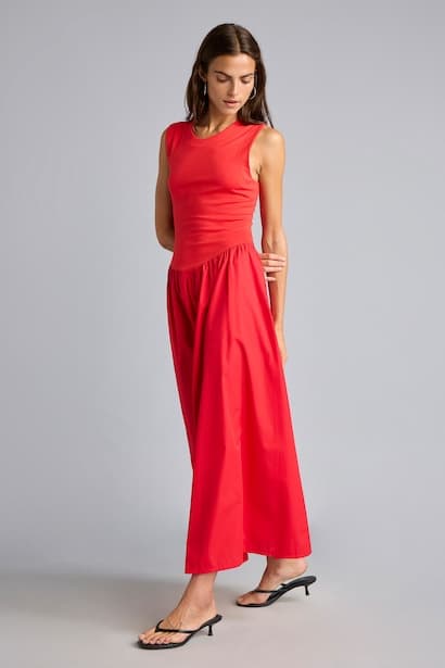 Crew Neck Short Sleeve Midi Dress
