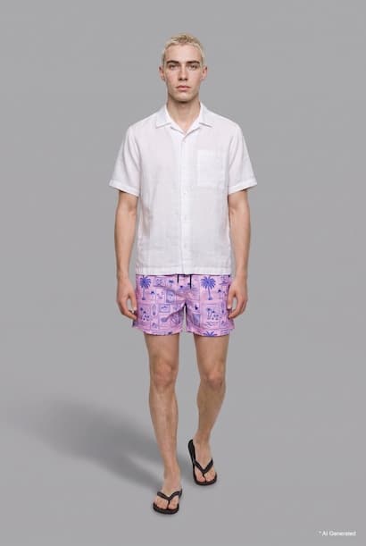 Regular Fit Tropical Print Swim Shorts