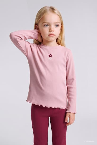 Baby Girl Floral Ribbed T-Shirt