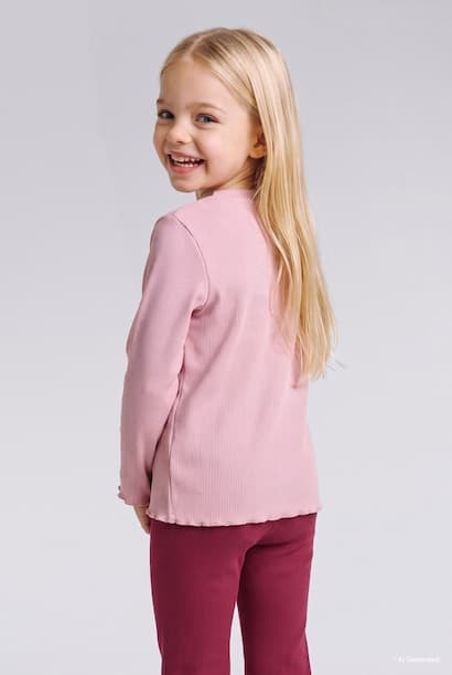 Baby Girl Floral Ribbed T-Shirt (٣)