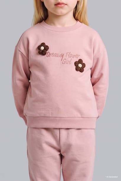 Baby Girl Regular Fit Floral Crew Neck Lined Sweatshirt (3)