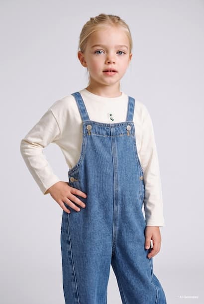 Baby Girl Buttons Denim Overall
