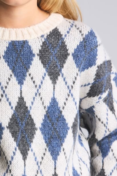 Girl Argyle Pattern Knit Pullover (4)