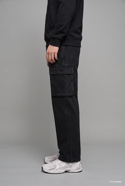 100% Cotton Super Baggy Fit Cargo Jeans (3)