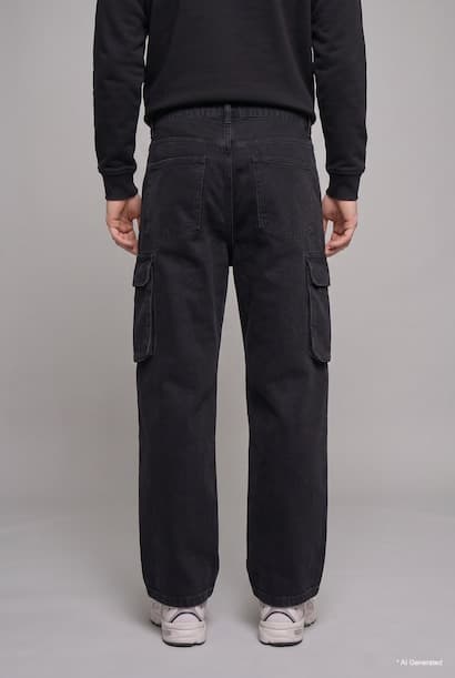100% Cotton Super Baggy Fit Cargo Jeans (4)