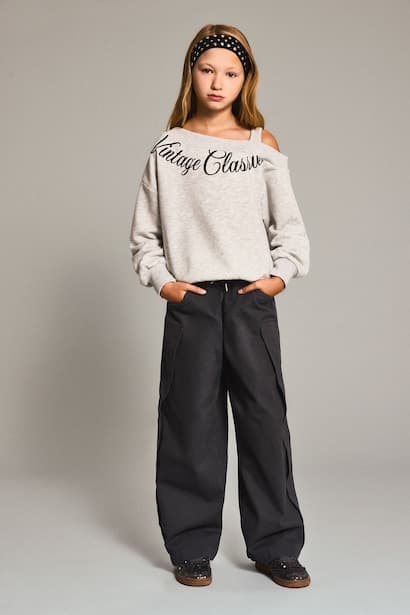 Girl 100% Cotton Wide Leg Gabardine Trousers