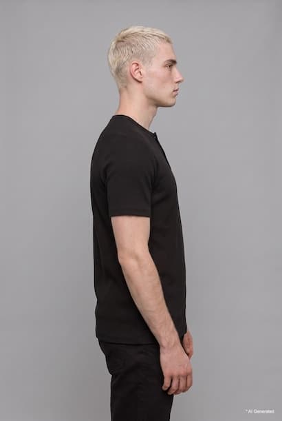Slim Fit Basic Waffle Henley Neck Short Sleeve T-Shirt (3)
