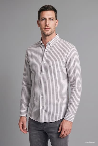 Regular Fit Striped Cotton Long Sleeve Shirt