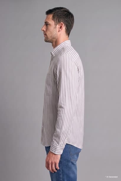 Regular Fit Striped Cotton Polo Shirt (٣)