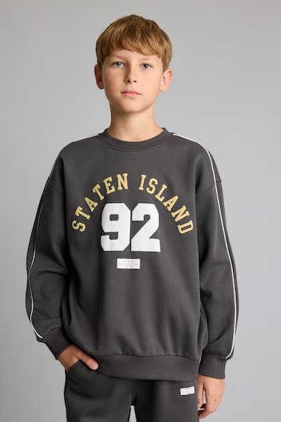 Overshirt Fit Striped Fleece Lining Sweatshirt
