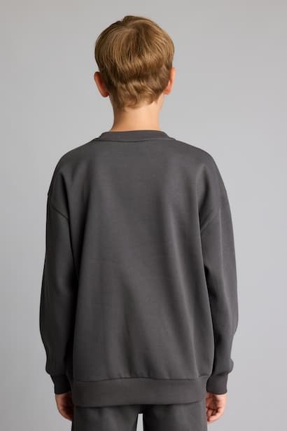 Overshirt Fit Striped Fleece Lining Sweatshirt (4)