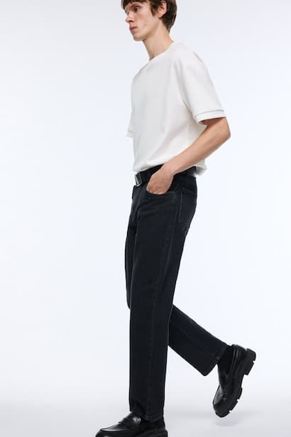 Straight Fit Regular Waist Straight Leg Jeans Denims (٣)