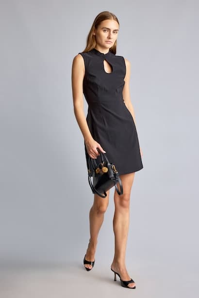 Crew Neck Bengalin Sleeveless Mini Dress