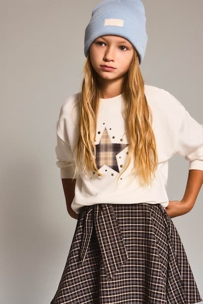 Girl Relax Fit Crew Neck Star Detail Sweatshirt