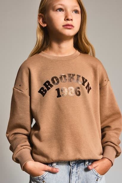 Girl Relax Fit Crew Neck Printed Sweatshirt