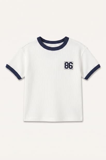Baby Boy 100% Cotton Oversize Ribbed T-Shirt (٣)