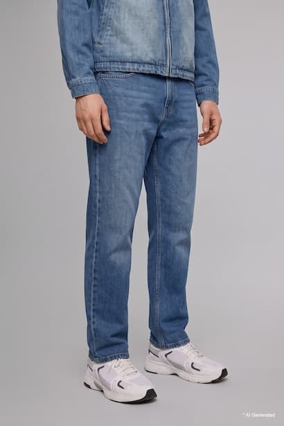 Straight Fit Normal Waist Straight Leg Jeans Denims (٤)