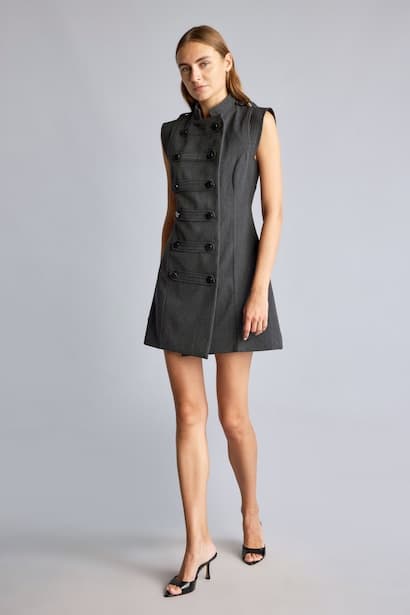 Asymmetric Sleeveless High Neck Mini Dres Dress